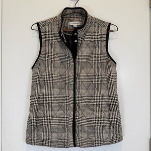 Croft & Barrow Checkered Houndstooth Quilted Vest in Black Cream Sz S